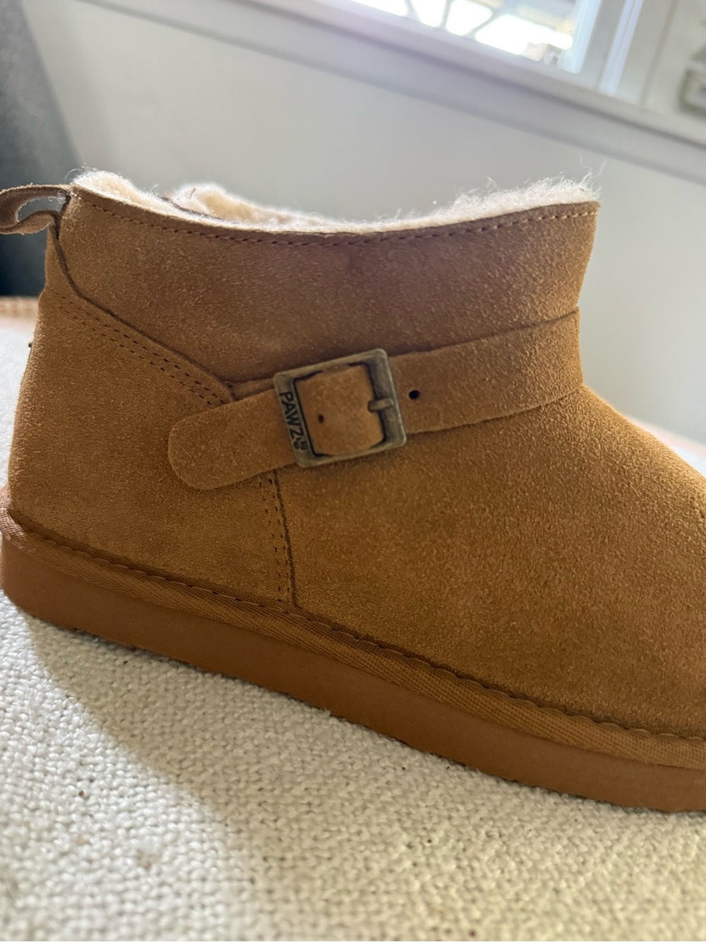 PAWZ by BEARPAW PAWZ Unisex Brown Suede Ankle Boots Buckle Women’s 5 - Picture 4 of 9